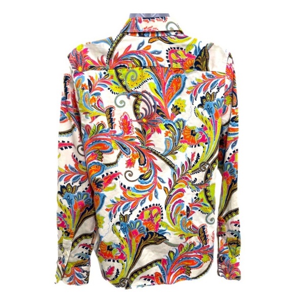 Lauren Ralph Lauren Colorful Paisley Button Down Long Sleeve Shirt Size L - Picture 2 of 9